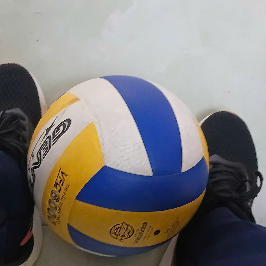 Playing volleyball